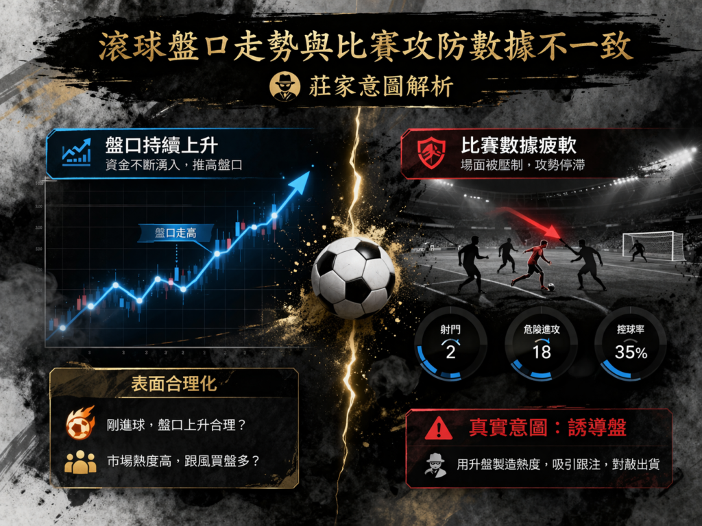 滾球盤口走勢與比賽攻防數據不一致案例（莊家意圖解析）