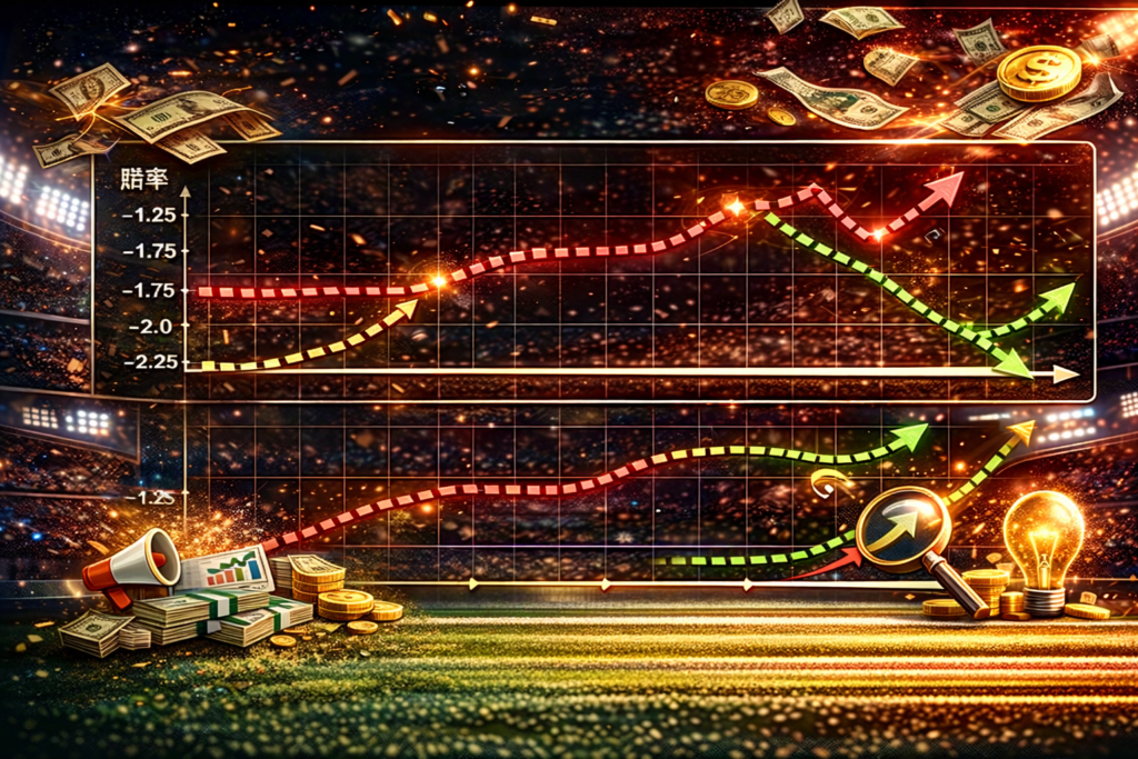 資金流提前布局與賠率變動關係圖，體育博彩資金流向與盤口走勢分析，滾球盤賠率波動與市場資金影響示意，足球博彩盤口跳水與資金控盤機制，莊家調整賠率與投注熱度關聯圖解，投注技巧與盤口變化趨勢解析